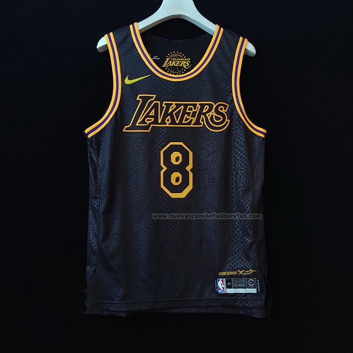 Camiseta Los Angeles Lakers Kobe Bryant NO 8 Black Mamba Autentico Negro